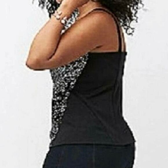 Lane Bryant sequin sleeveless evening blouse tank top black silver plus 22 NEW - Picture 2 of 16